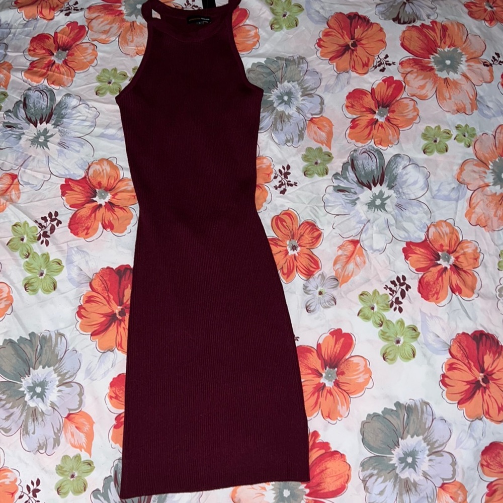 NWT Burgundy Ribbed Back Cut-Out Dress
